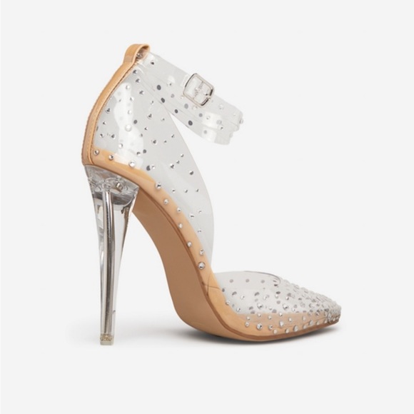 🆕 Embellished Clear Pointy Pump Heels - Picture 4 of 8